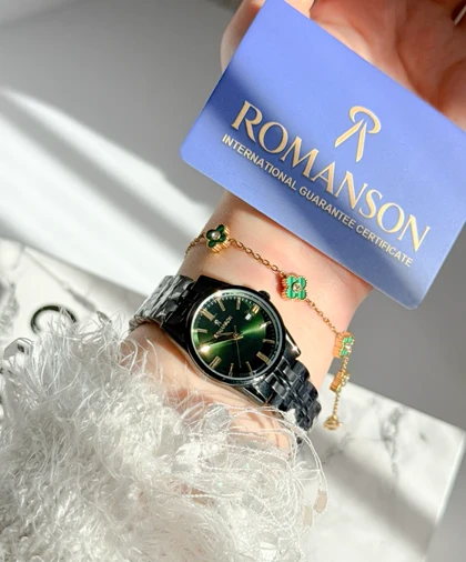 ساعت زنانه صفحه سبز تیره برند ROMANSON موتورژاپنی با کارت ضمانت 12ماهه تصویر دوم ارسال رایگان