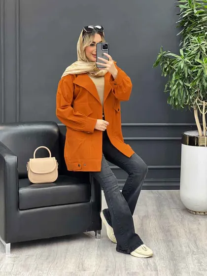 مانتو لینن دو جیب نما پایین پاگن