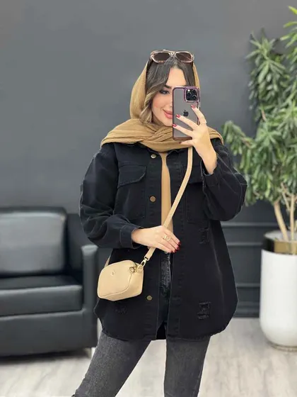 مانتو جین جیب پاکتی لاوین