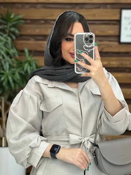 مانتو نازلی آستین پفی چهار جیب