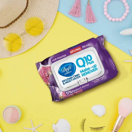 دستمال مرطوب پاک کننده آرایش دافی مدل Q10 میوه انجیر 50 عددی