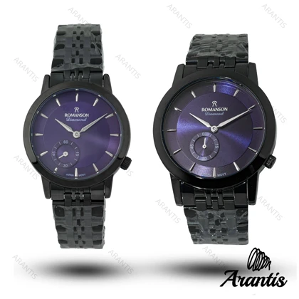ساعت ست رومانسون diamond مشکی صفحه سورمه ای دو موتوره s-10204
