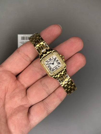 ساعت مچی کارتیه پنتر بند طلایی دورنگین Cartier Panthere
