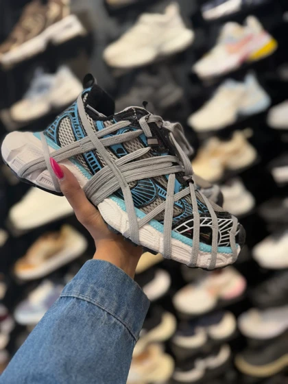 کتانی اسپایدری زنانه مشکی آبی