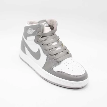 کتانی جردن 1 سفید طوسی ساق‌دار کد 6624