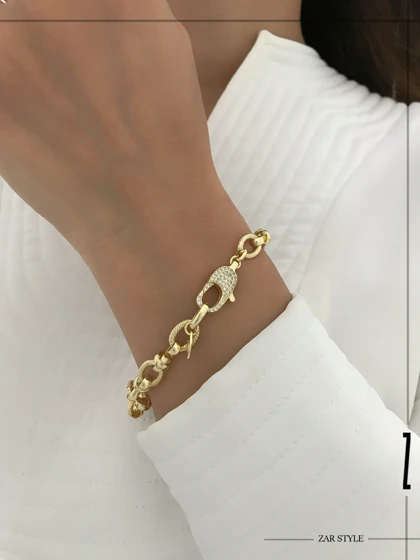 دستبند زنجیری قفل نگینی