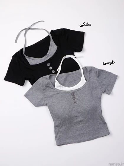 کراپ تیشرت نخ پنبه کاپ‌دار