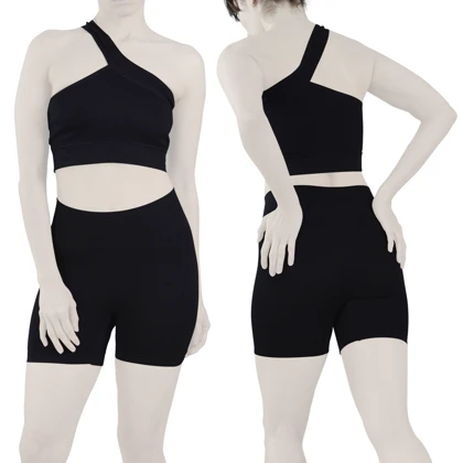 ست نیم‌تنه و کشاله بند ورزشی زنانه مدل 2061 مشکی
