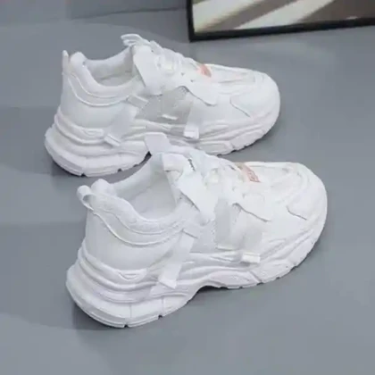 کتانی اسپرت لژدار طبی زنانه مافیایی تمام سفید Women’s Mafia Style White Sneakers