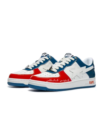 کتانی بیپ استا آبی قرمز A Bathing APE Bape STA Blue Red