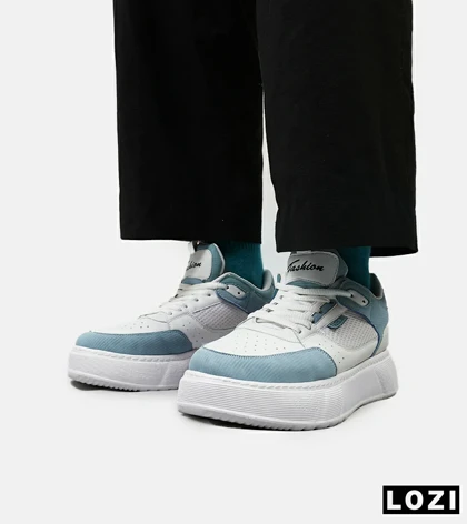 کفش کتانی مردانه سفید آبی PULL & BEAR
