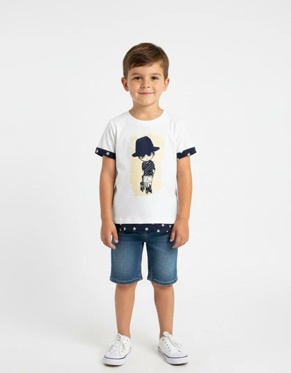 تیشرت بچگانه پسرانه طرح پسرک ستاره ای20028