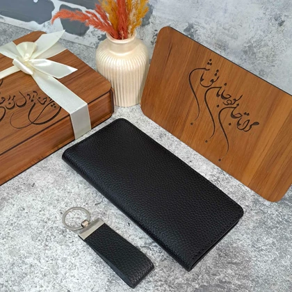 کیف پول چرم مردانه دستی چرم طبیعی فلوتر مشکی