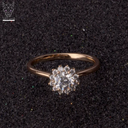 انگشتر گل الماس طلایی ژوپینگ