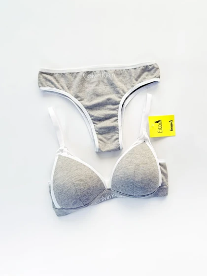 ست شورت و سوتین پوش آپ دار نخ پنبه هارنس دار نوشته کلوین کلاین Calvin klein فیتن Fitan