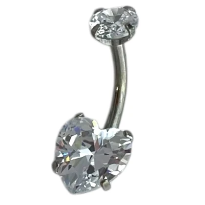 پیرسینگ ناف استیل طرح قلب نگین‌دار