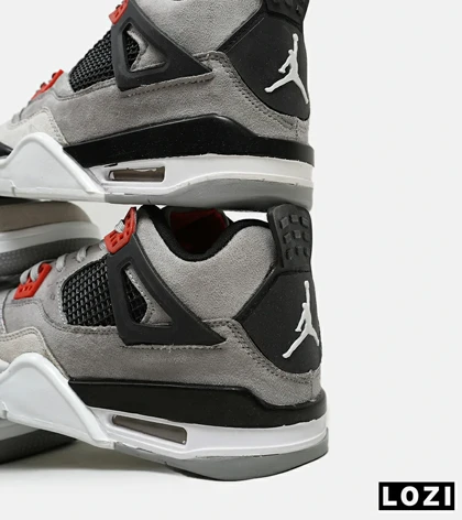 کتانی ساق‌دار بزرگ پا طوسی مشکی قرمز Nike air jordan 4