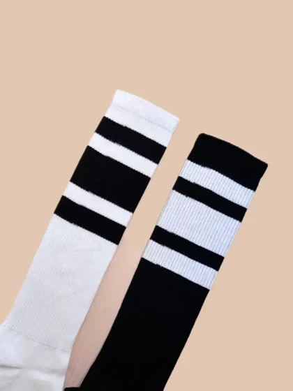 جوراب ساق بلند زیر زانو ورزشی طرح راه راه یونیسکس