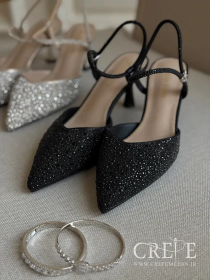 کفش بند تنظیم دار نگینی پاشنه 8 سانت