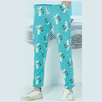 شلوار زنانه راحتی پنبه‌ای(خرگوش سبز آبی) بلکس (نیکوتن پوش) کد 51427