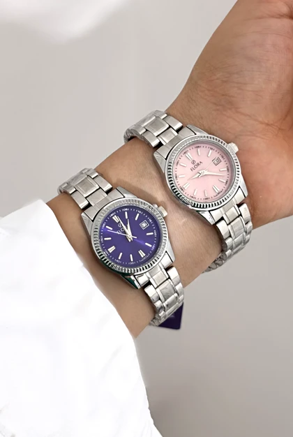 ساعت استیل صفحه گرد دخترانه فلورا 814