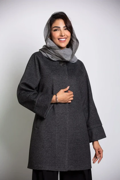 پالتو زنانه فوتر کجراه تک دکمه فانتزی