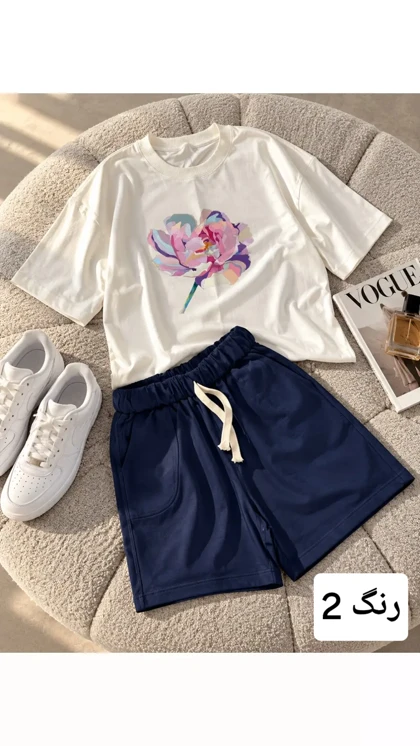ست کراپ شلوارک چاپی زنانه 685