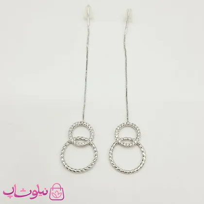 گوشواره بخیه ای ژوپینگ مدل دایره نقره ای