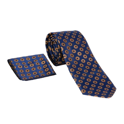 ست کراوات و دستمال جیب سورمه‌ای عسلی 98132