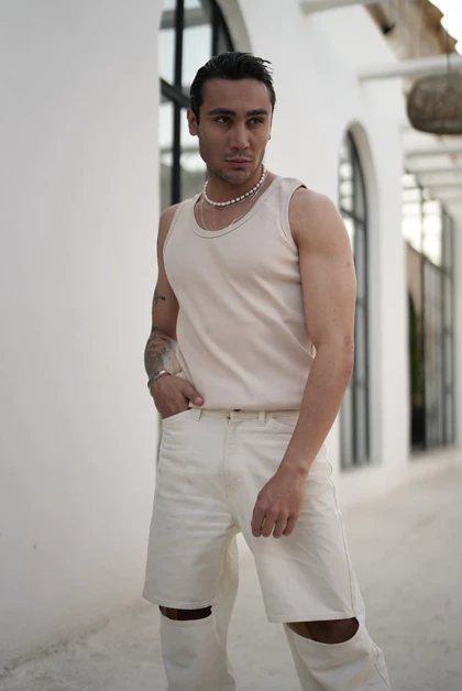 رکابی تنک تاپ ساده کوپ آیسان اسلامی سفید