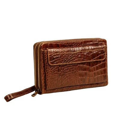 کیف دستی چرم طبیعی (قهوه ای - کروکو )