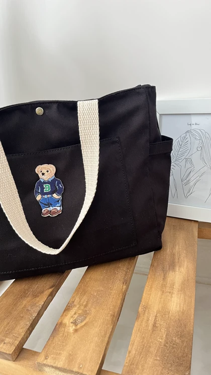 توت بگ مشکی طرح polo bear ساک پارچه ای