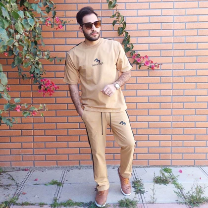 ست تیشرت شلوار لش بالنسیاگا رنگ نسکافه ای
