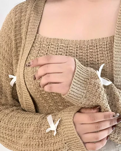 ست تاپ و رویی بافت کد 5429