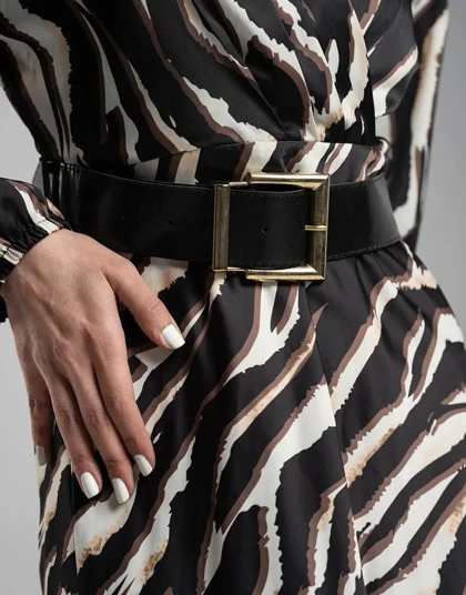 آستین بلند کمربندار ببری