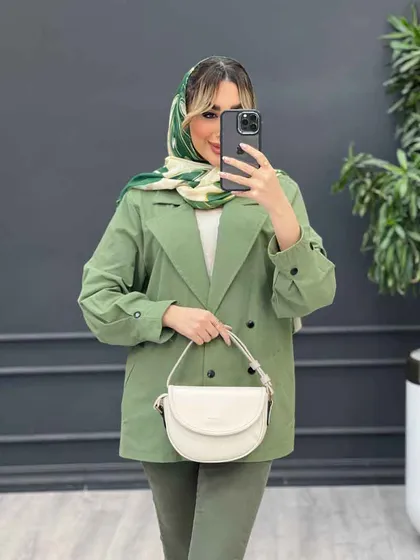 مانتو لینن سر آستین دکمه