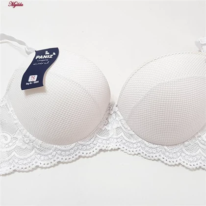 ست شورت و سوتین زنانه پانیذ مدل فنردار بند متحرک کاپ اسفنجی سفید کد 4958