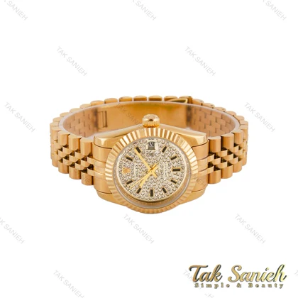 ساعت رولکس زنانه صفحه نگین طلایی Rolex-4955-L