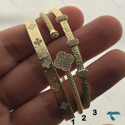 بنگل ونکلیف نگین‌دار طلایی VanCleef-8523-L