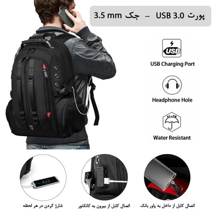 کیف مدرسه کوله پشتی لپ تاپ 17 اینچ اورجینال بنج BANGE 1901