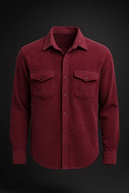 پیراهن کبریتی زرشکی دو جیب مردانه نخ پنبه اعلا