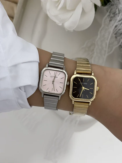 ساعت زنانه صفحه مربعی کتانی 950