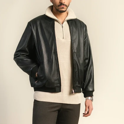 کاپشن مردانه چرم کروکو مدل وسپر فلوتر