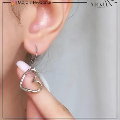 گوشواره قلبی مینیمال سفیدکد612