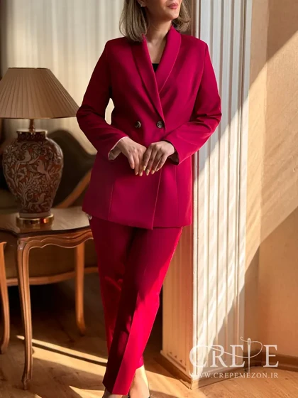 ست کت شلوار چهاردکمه یقه آرشال