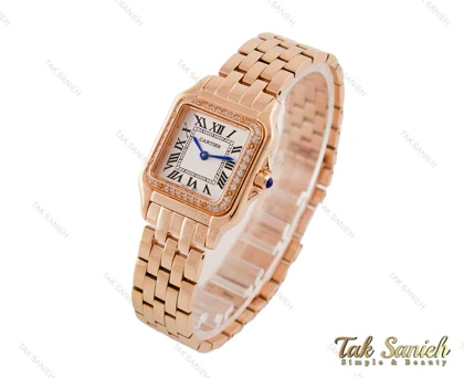 ساعت کارتیه Panthere زنانه رزگلد مدیوم نگین‌دار Cartier-3800-L