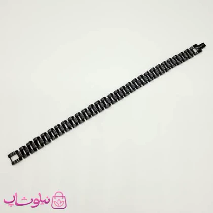 دستبند مردانه زنانه استیل طرح رولکس مشکی