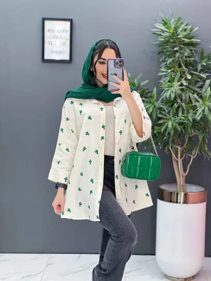 مانتوشومیزی طرحدار جلو دکمه