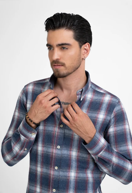 ام کی کالکشن پیراهن آستین بلند mk-5794-navy-blue