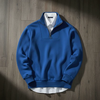 پکیج دورس مردانه نیم زیپ مدل Behbod-آبی + پیراهن مردانه سفید VQ